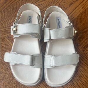 Steve Madden White Leather Sport Sandals